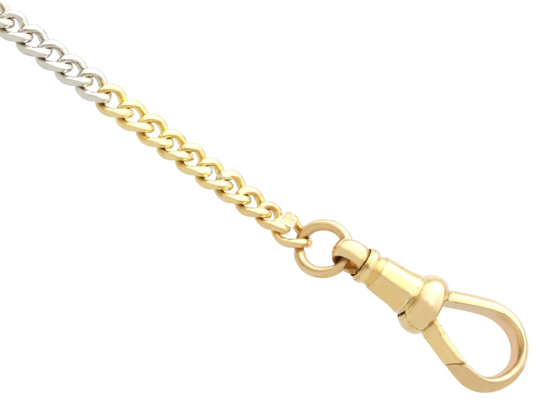 Antique 18k Yellow Gold and Platinum Ladies Fob Watch Chain Circa 1910 In Excellent Condition For Sale In Jesmond, Newcastle Upon Tyne