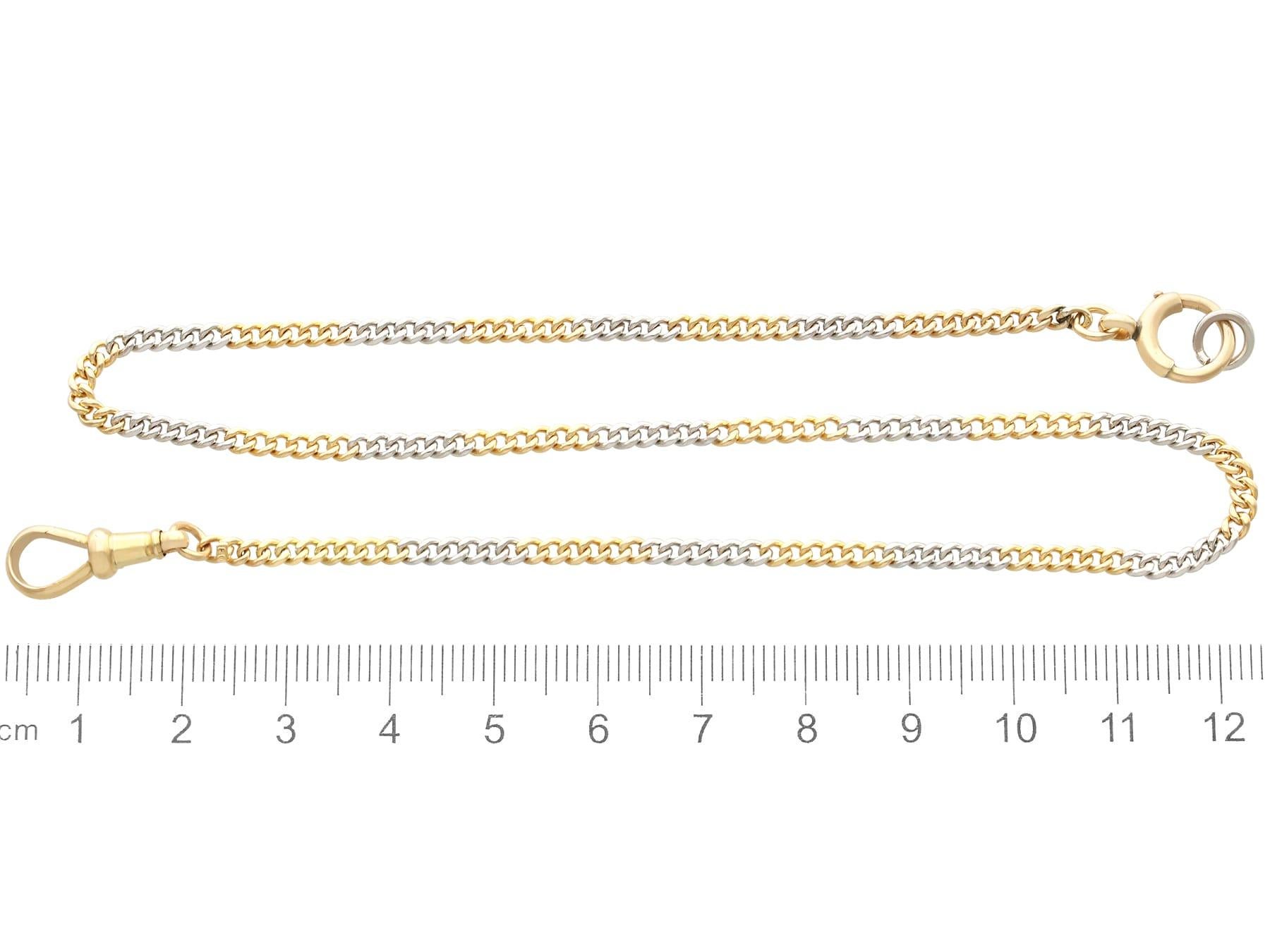 Antique 18k Yellow Gold and Platinum Ladies Fob Watch Chain Circa 1910 For Sale 2