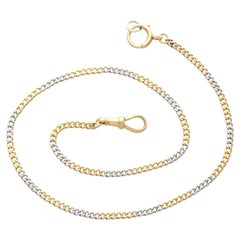 Used 18k Yellow Gold and Platinum Ladies Fob Watch Chain Circa 1910