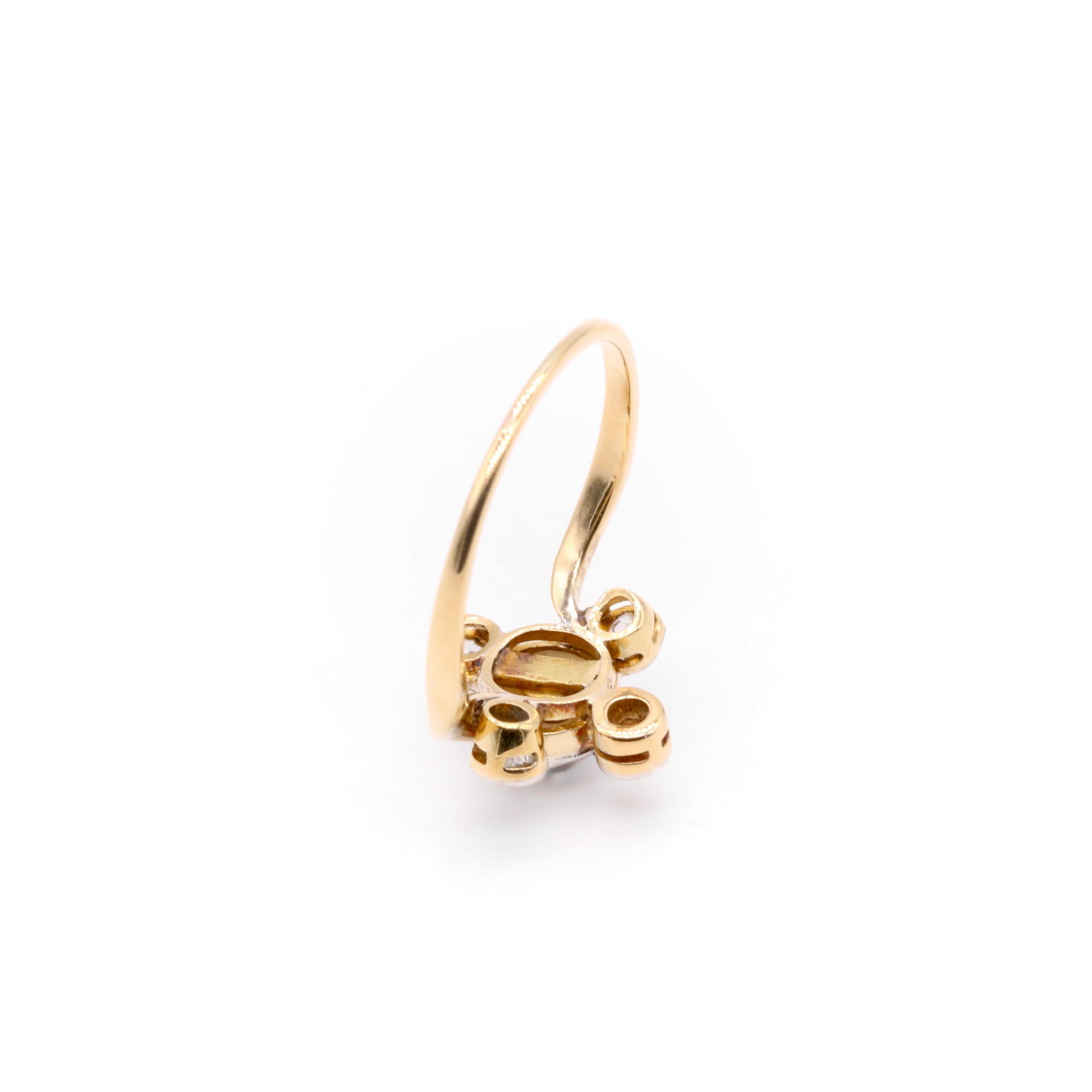 Antiker 18K Gelbgold und Platin Perle und Altschliff Diamant Cluster Ring im Angebot 2