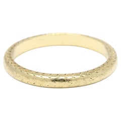 Antique 18K Yellow Gold Band Ring, Ring Size 4.5, Engraved Pattern, Stackable