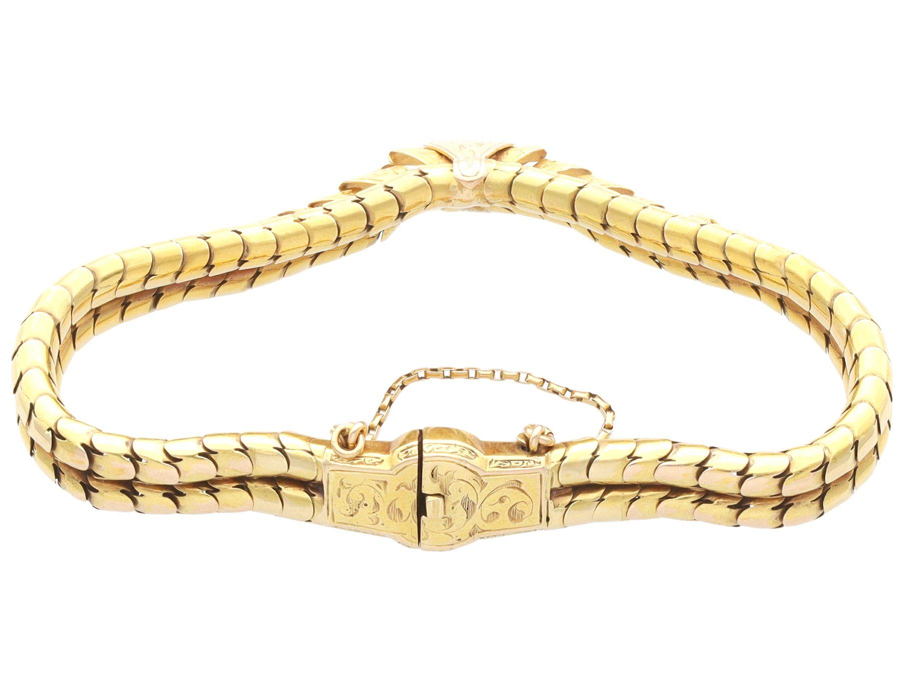 Antique 18k Yellow Gold Bracelet by Hunt & Rosell In Excellent Condition For Sale In Jesmond, Newcastle Upon Tyne