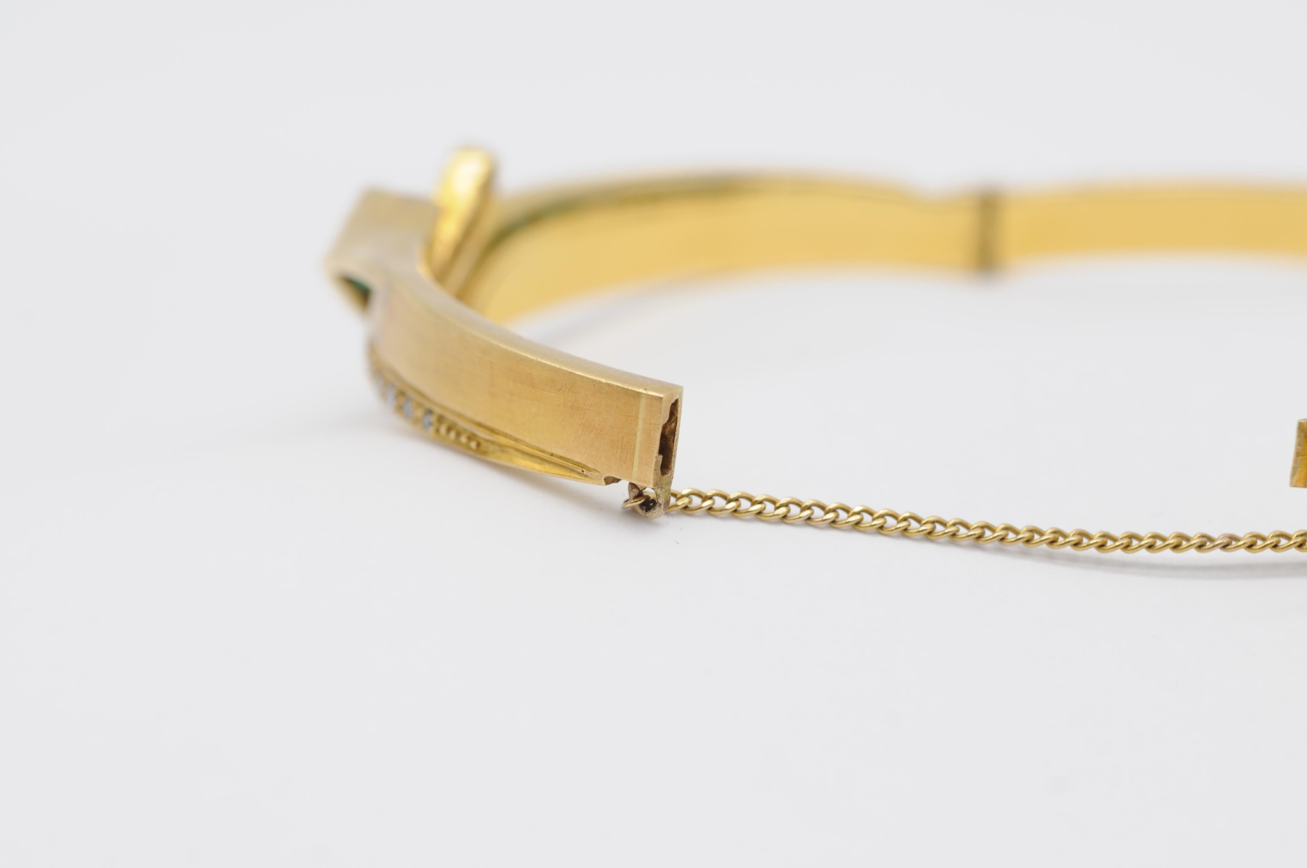 Antique 18k Yellow Gold Bracelet with 12 Emeralds (0.40ct) & 14 Diamonds For Sale 9