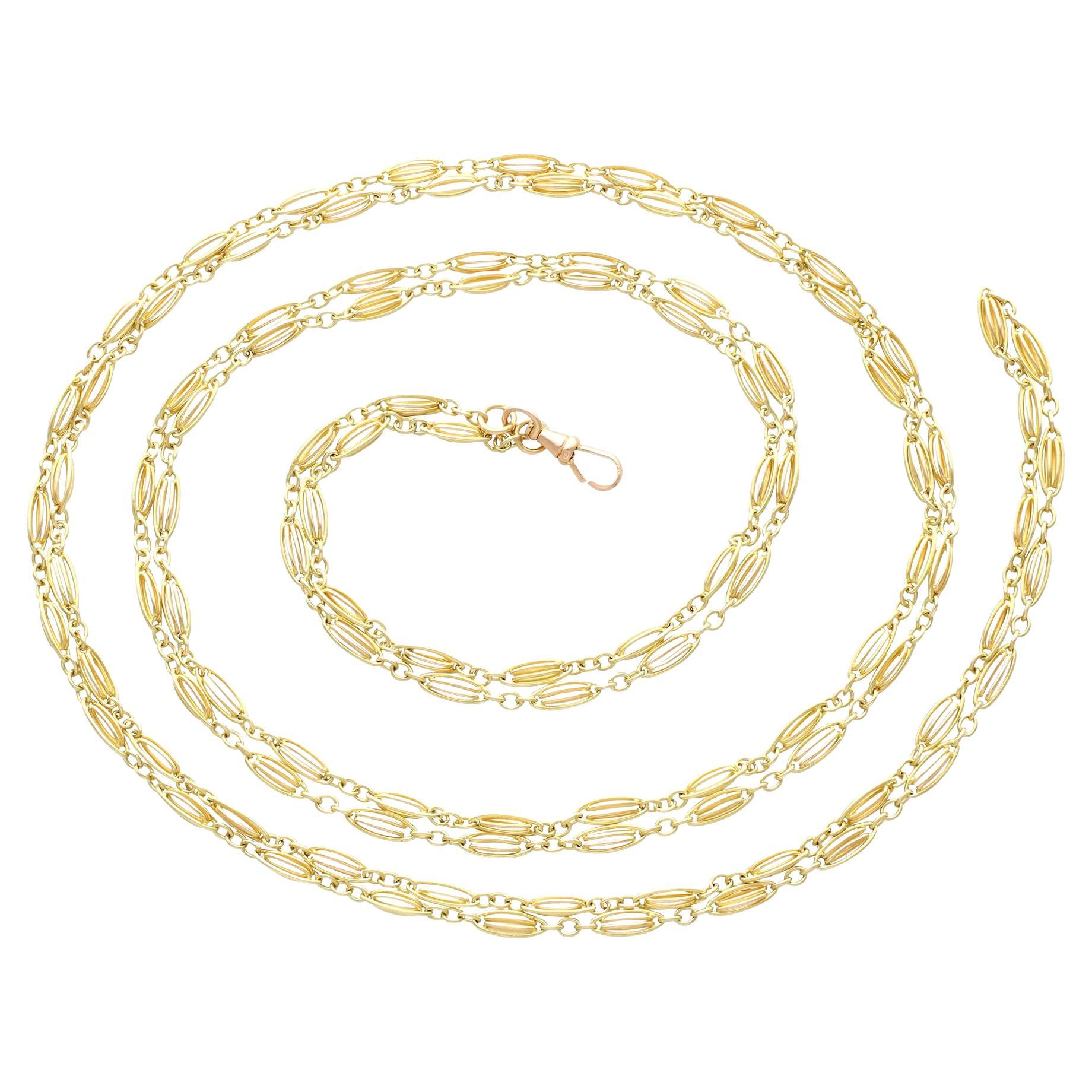 Antique Victorian 18K Yellow Gold Chain Circa 1890 For Sale