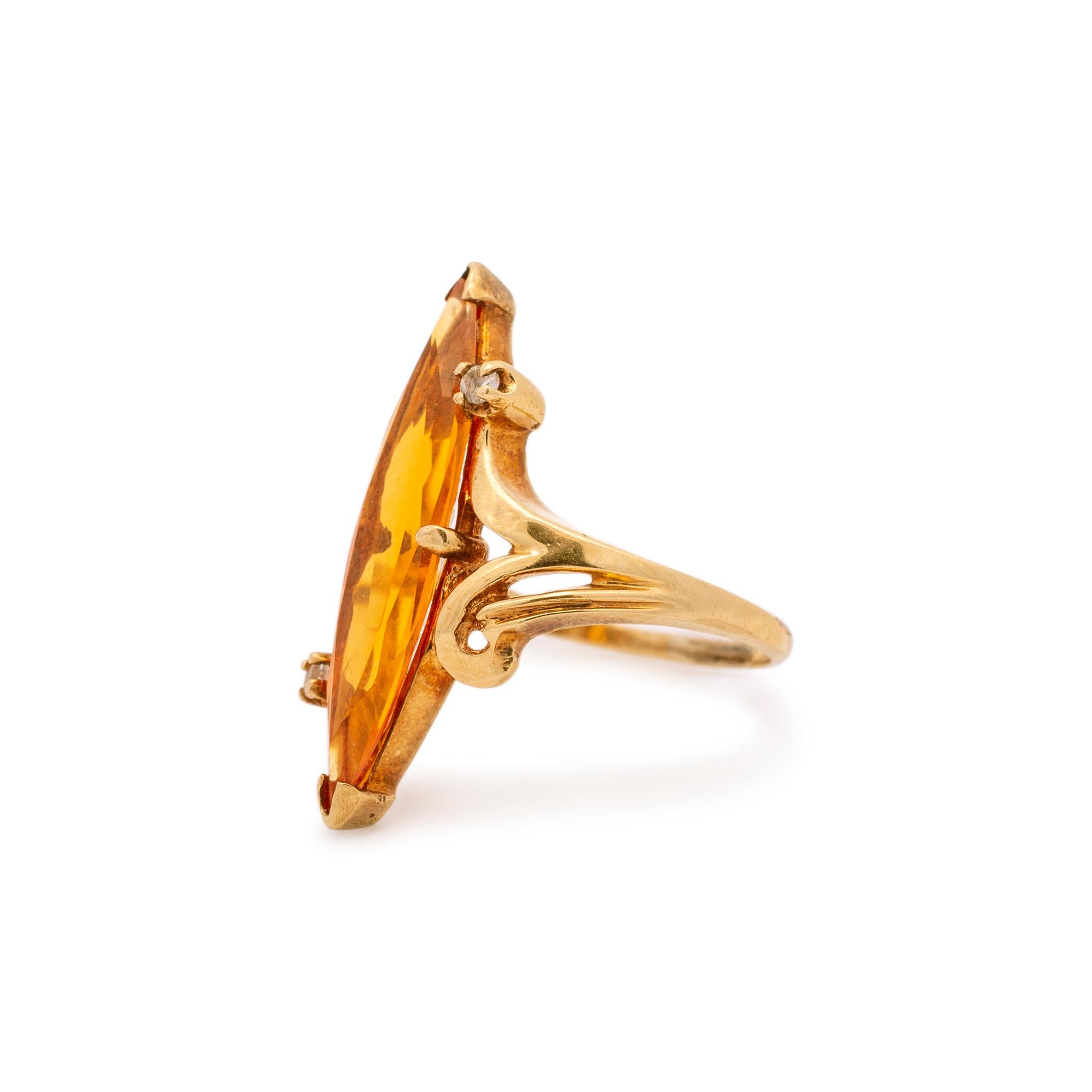 Women's Antique 18k Yellow Gold Cocktail Citrine Ring