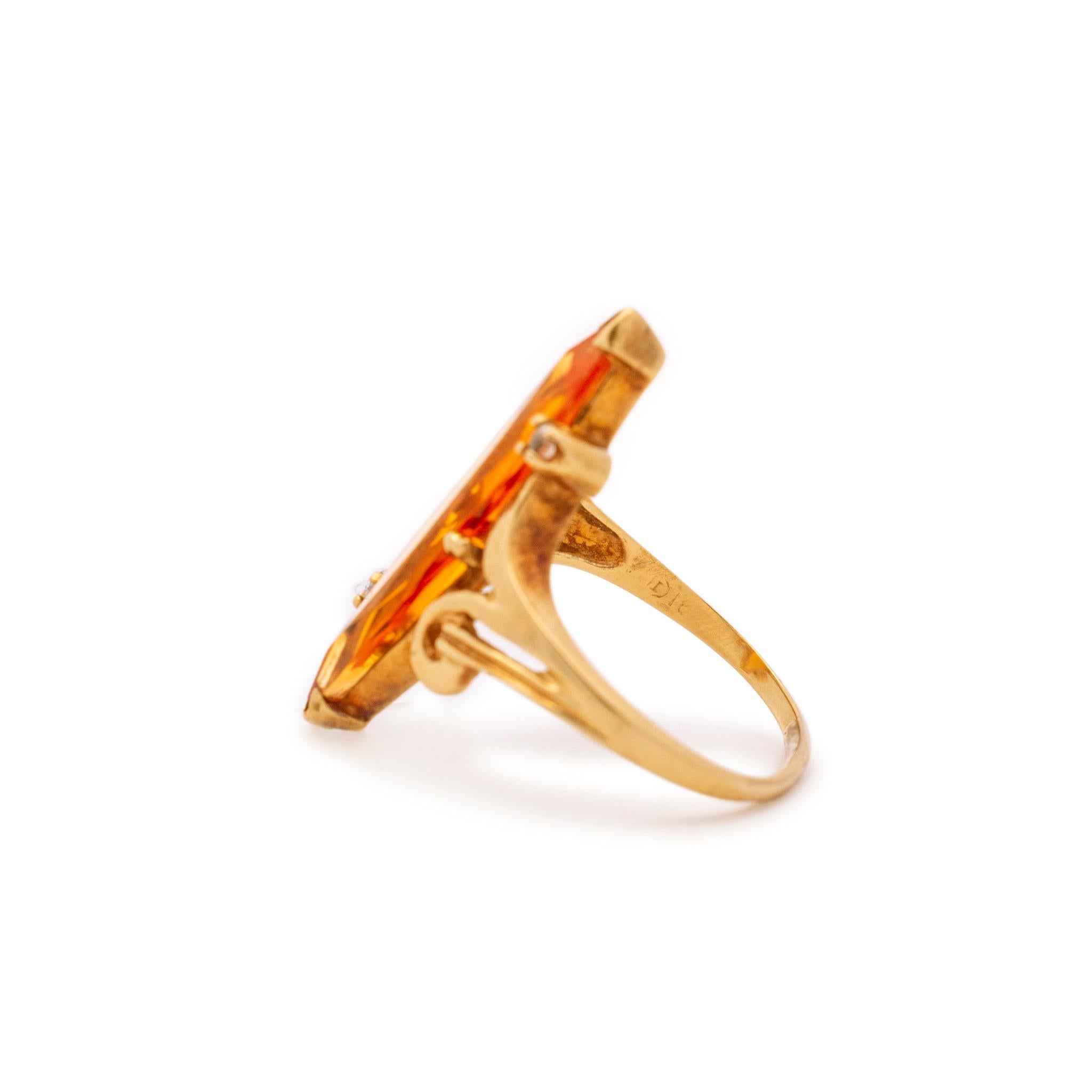 Antique 18k Yellow Gold Cocktail Citrine Ring 1