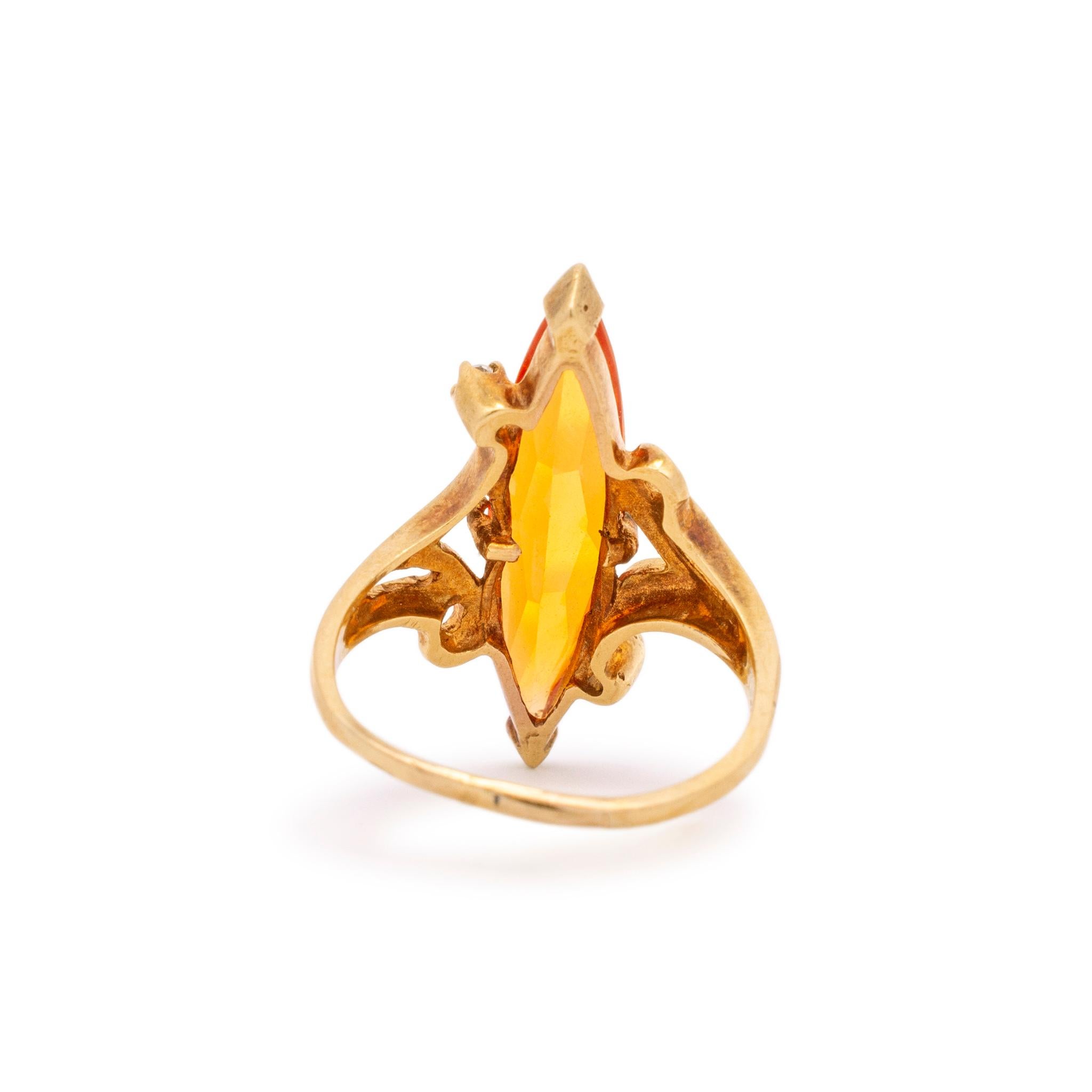 Antique 18k Yellow Gold Cocktail Citrine Ring 2