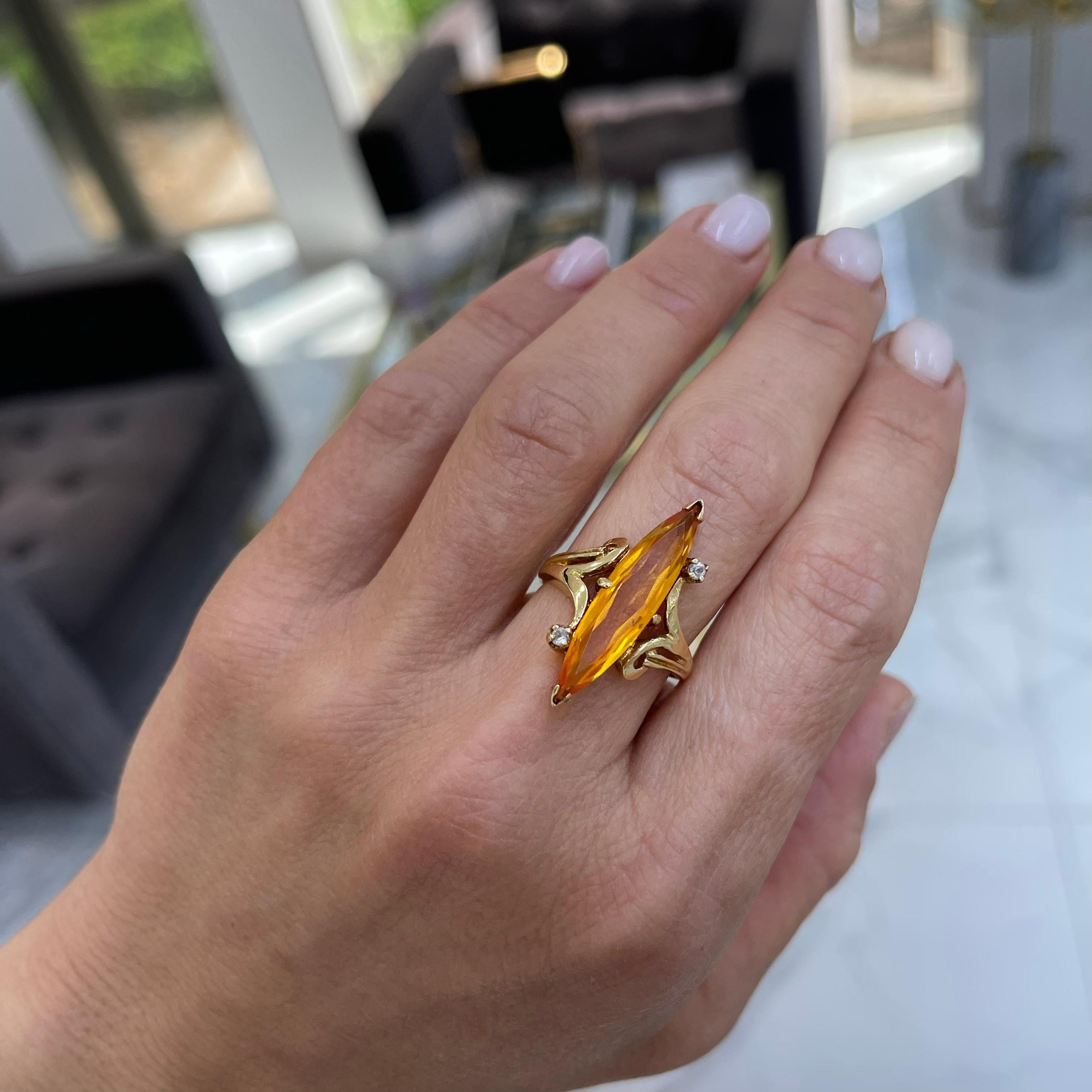 Antique 18k Yellow Gold Cocktail Citrine Ring 3