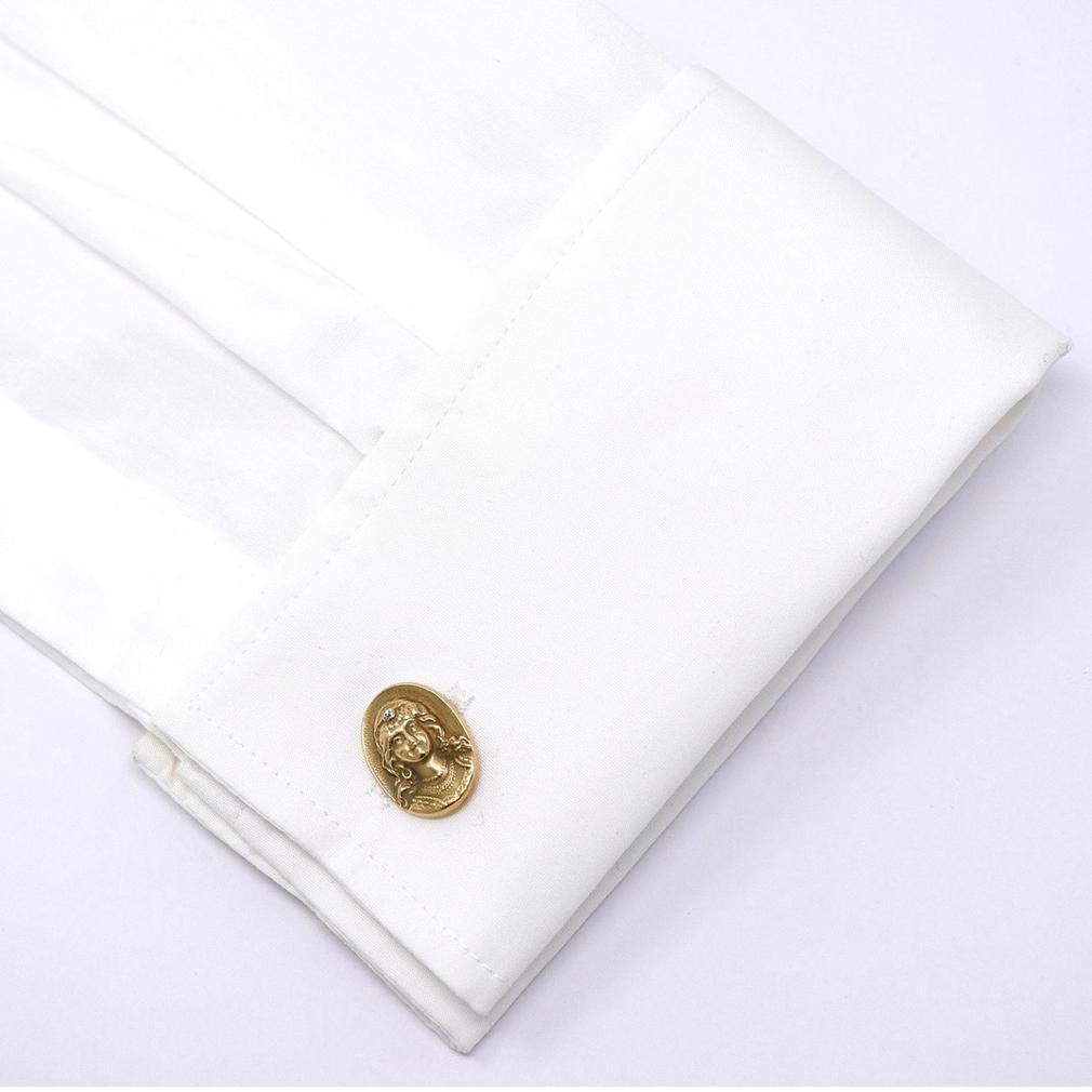 Antique 14K Yellow Gold & Diamond Art Nouveau Cufflinks For Sale 1