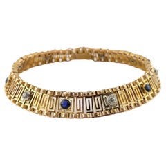 Antique 18K Yellow Gold Diamond Bracelet #15828