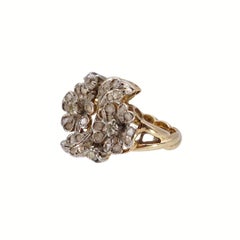 Antique 18K Yellow Gold Diamond Cluster Ring, Circa 1920, France