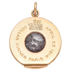 Antique 18K Yellow Gold Dollar Dinner Paris Coin Cigar Cutter Charm Pendant