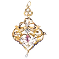Antique 18k Yellow Gold Edwardian Brooch  Circa 1900