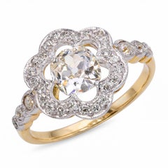 Antique 18k Yellow Gold English J & P 1.25ctw Old Mine Diamond Ring