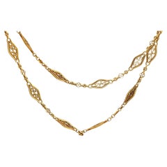 Antique 18k yellow gold fancy link necklace