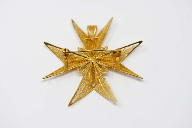 Broche Papillon En Or Jaune 9ct (375) - Style Filigrane Maltaise - Neuf Avec étiquettes | Bijou Véritable Fait à Malte