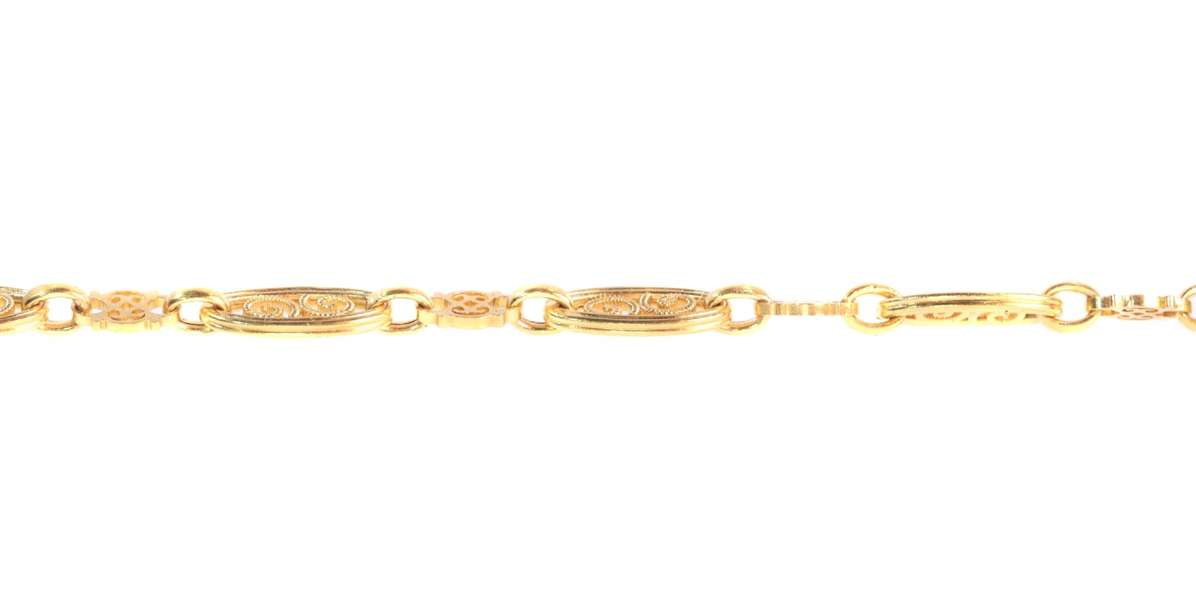 Antique 18 Karat Yellow Gold Long Sautoir Long Gold Necklace 135 cm Long For Sale 1