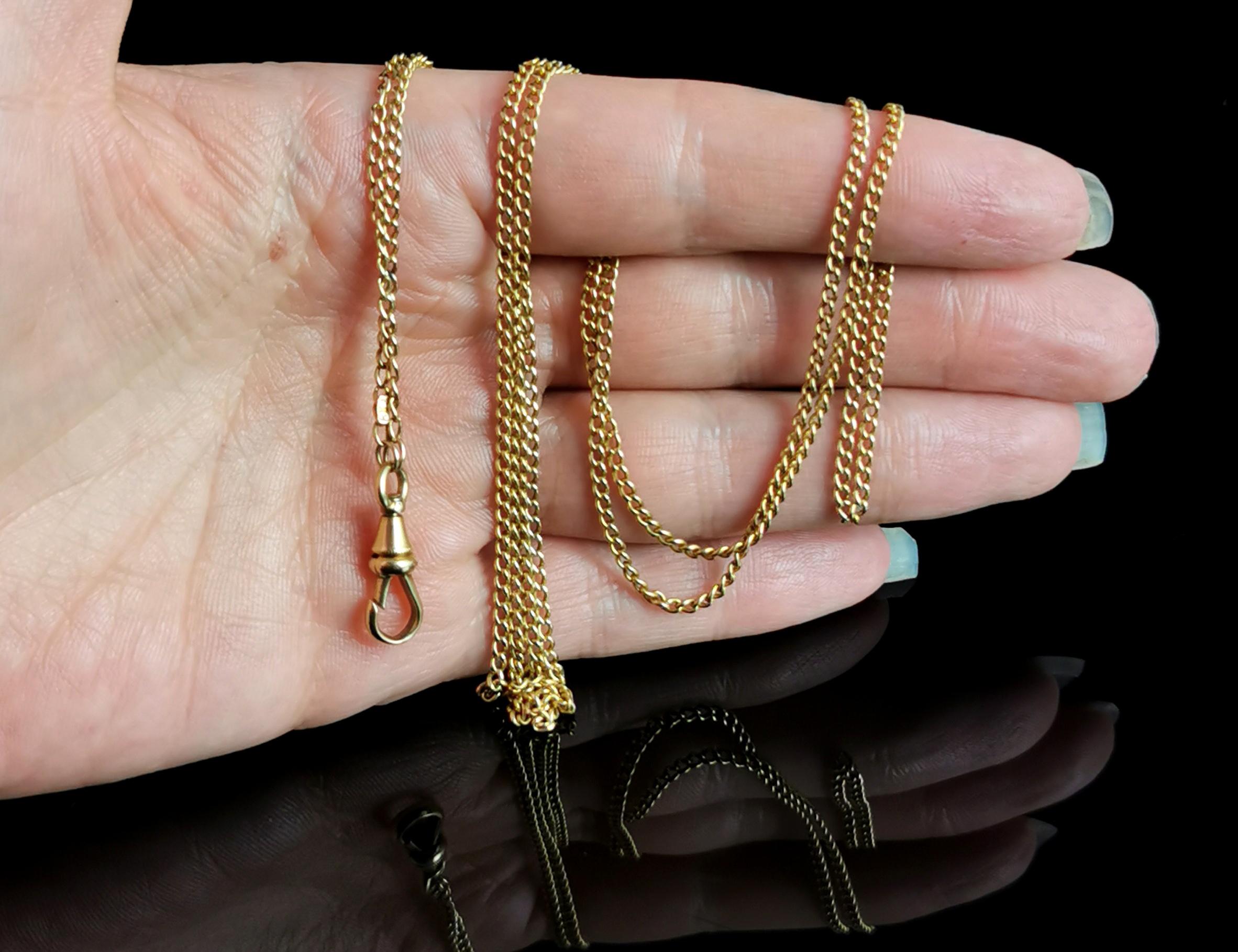 Antique 18k Yellow Gold Longuard Chain Necklace, Victorian 5