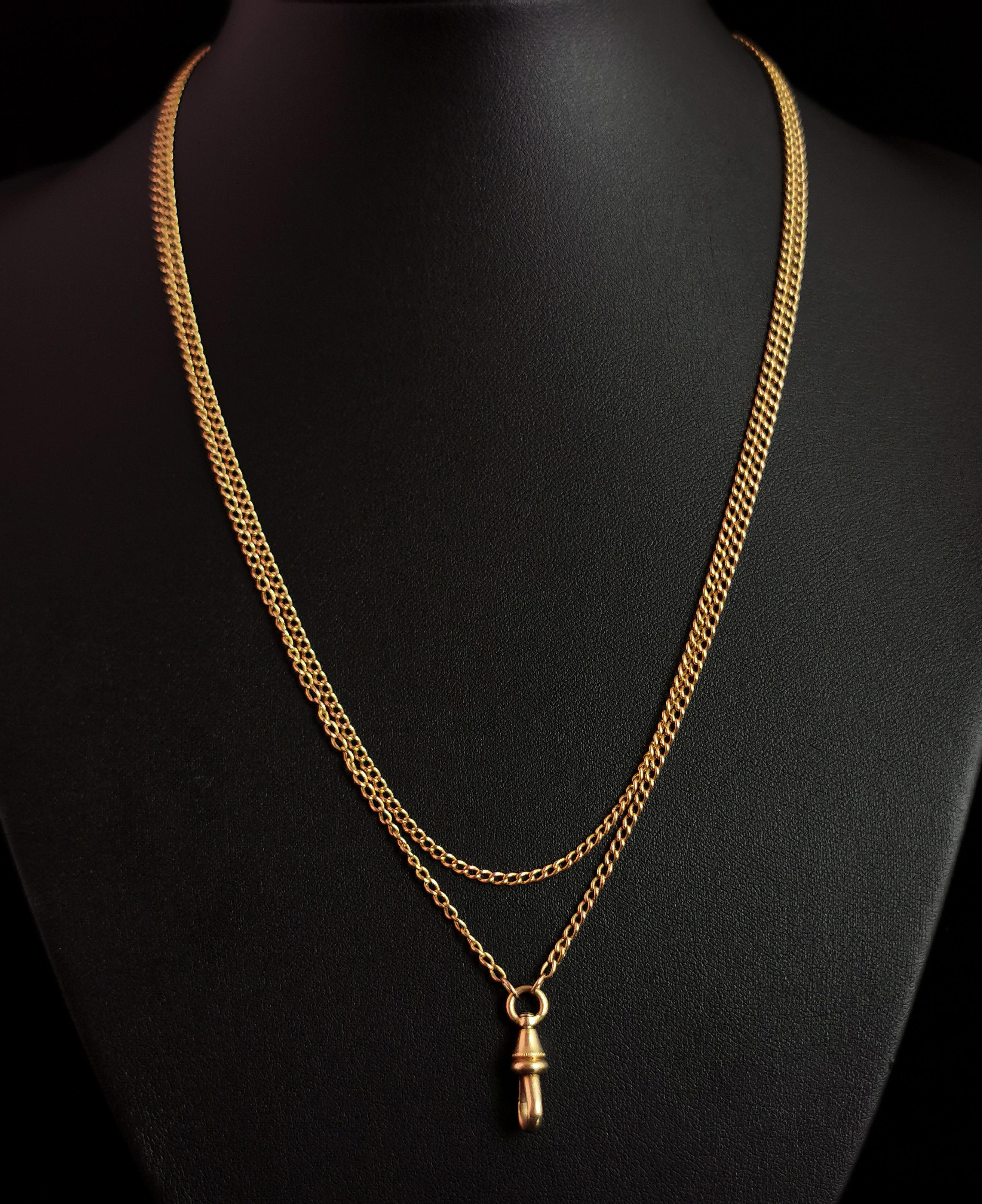 Antique 18k Yellow Gold Longuard Chain Necklace, Victorian 6