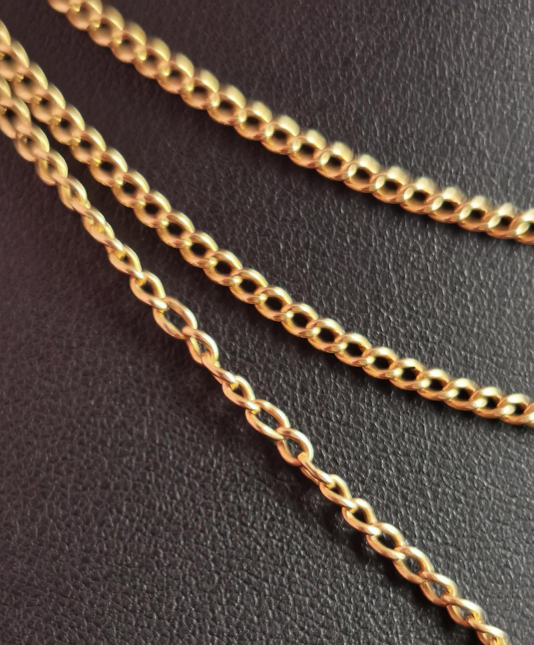 Antique 18k Yellow Gold Longuard Chain Necklace, Victorian 7