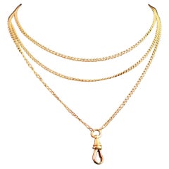 Antique 18k Yellow Gold Longuard Chain Necklace, Victorian