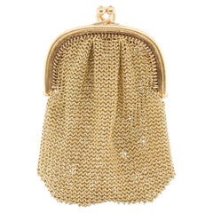 Antique 18K Yellow Gold Mesh Two Compartment Coin Purse, circa 1920's