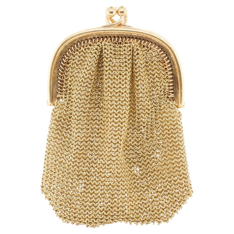 Antique 18K Yellow Gold Mesh Two Compartment Coin Purse, circa