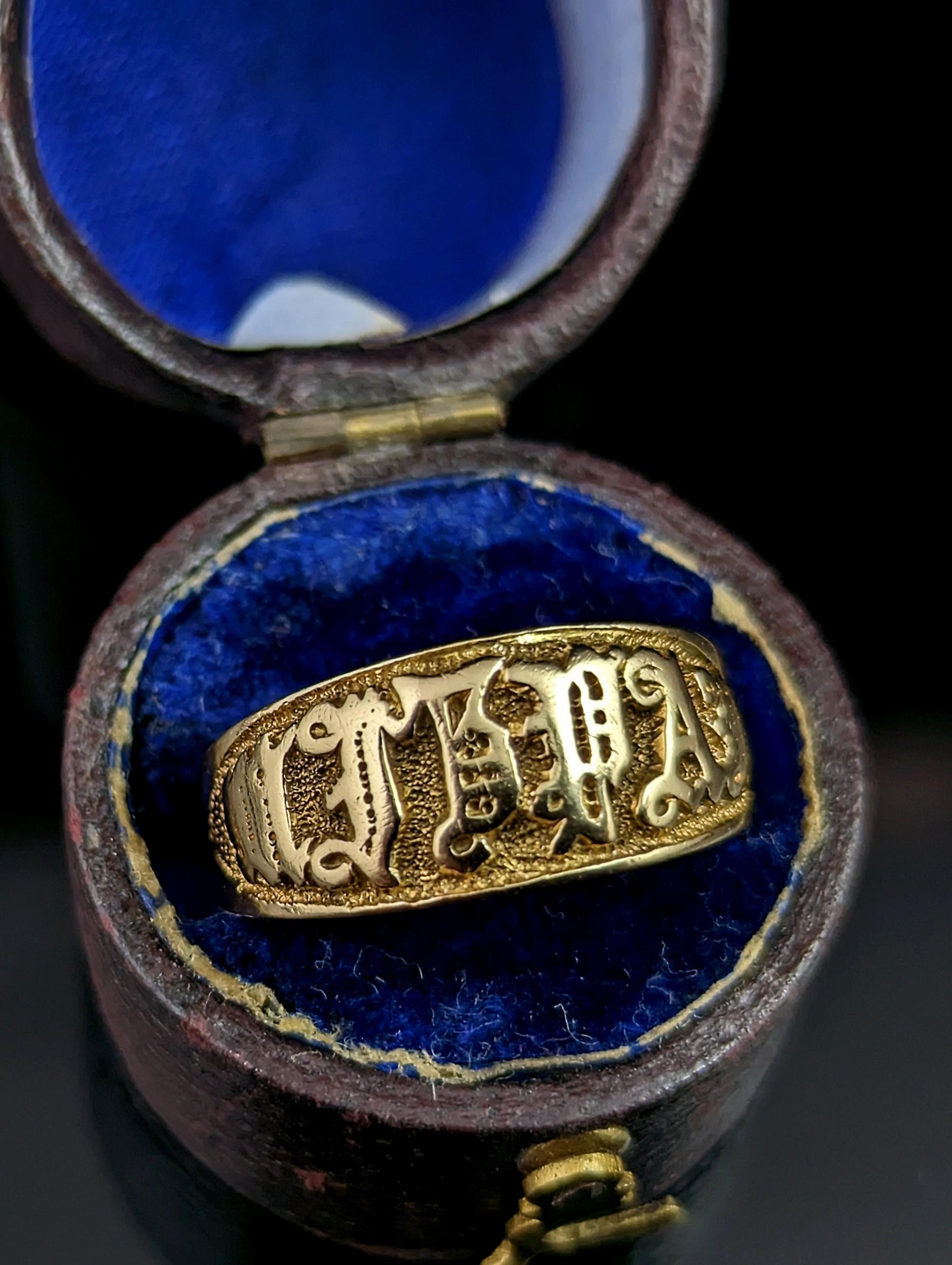 Antique 18k yellow gold Mizpah ring, Victorian  2