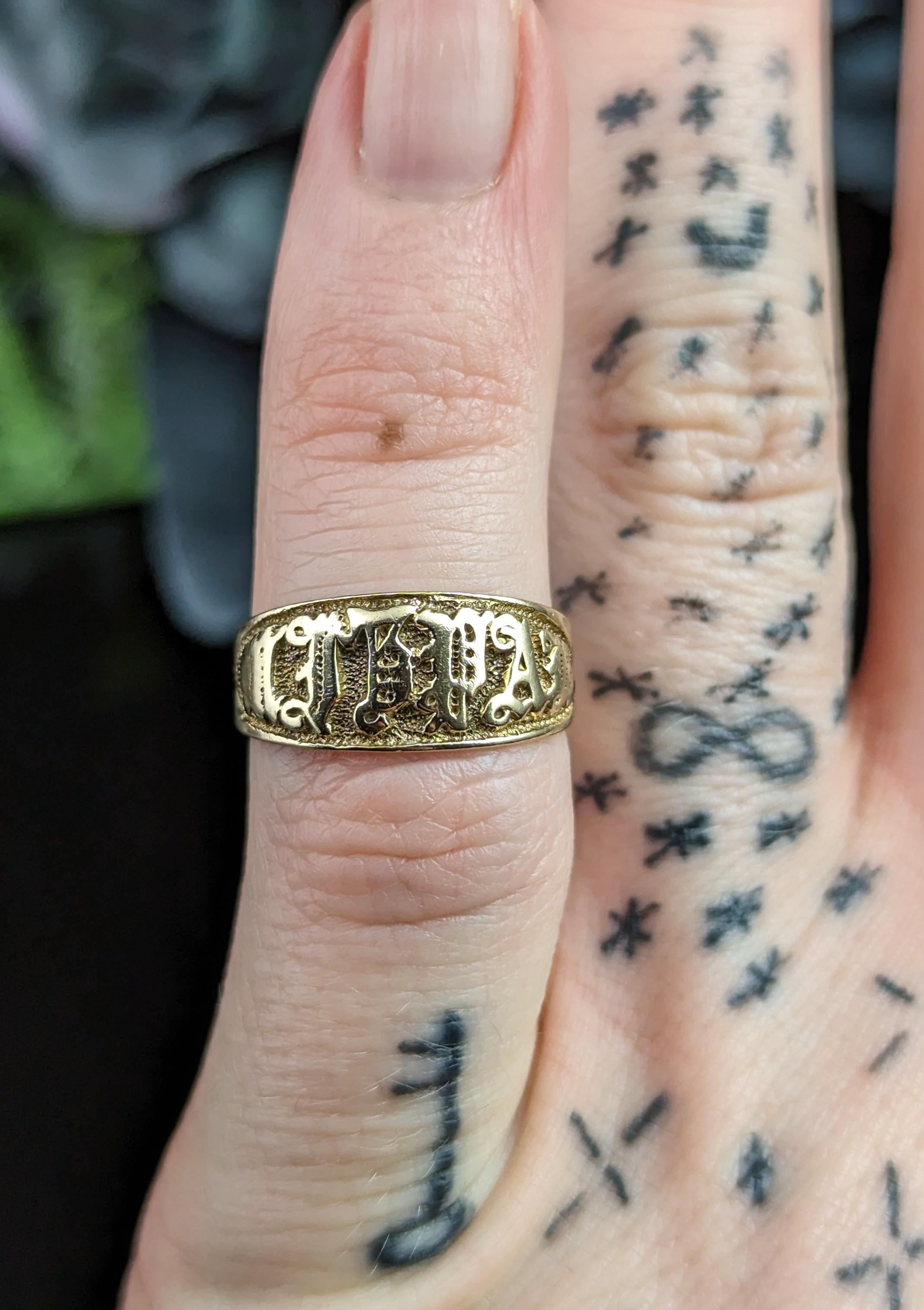 Antique 18k yellow gold Mizpah ring, Victorian  3