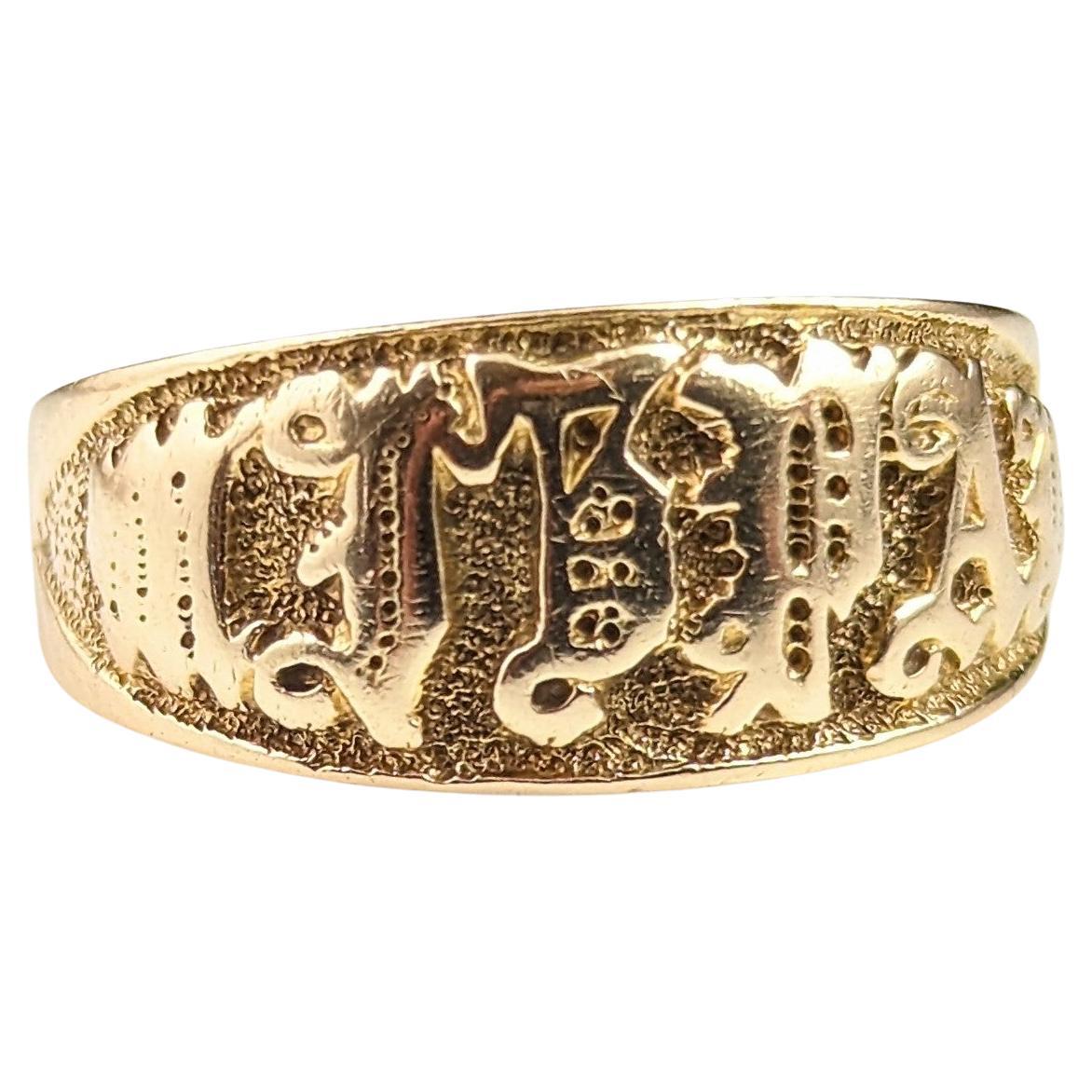 Antique 18k yellow gold Mizpah ring, Victorian 