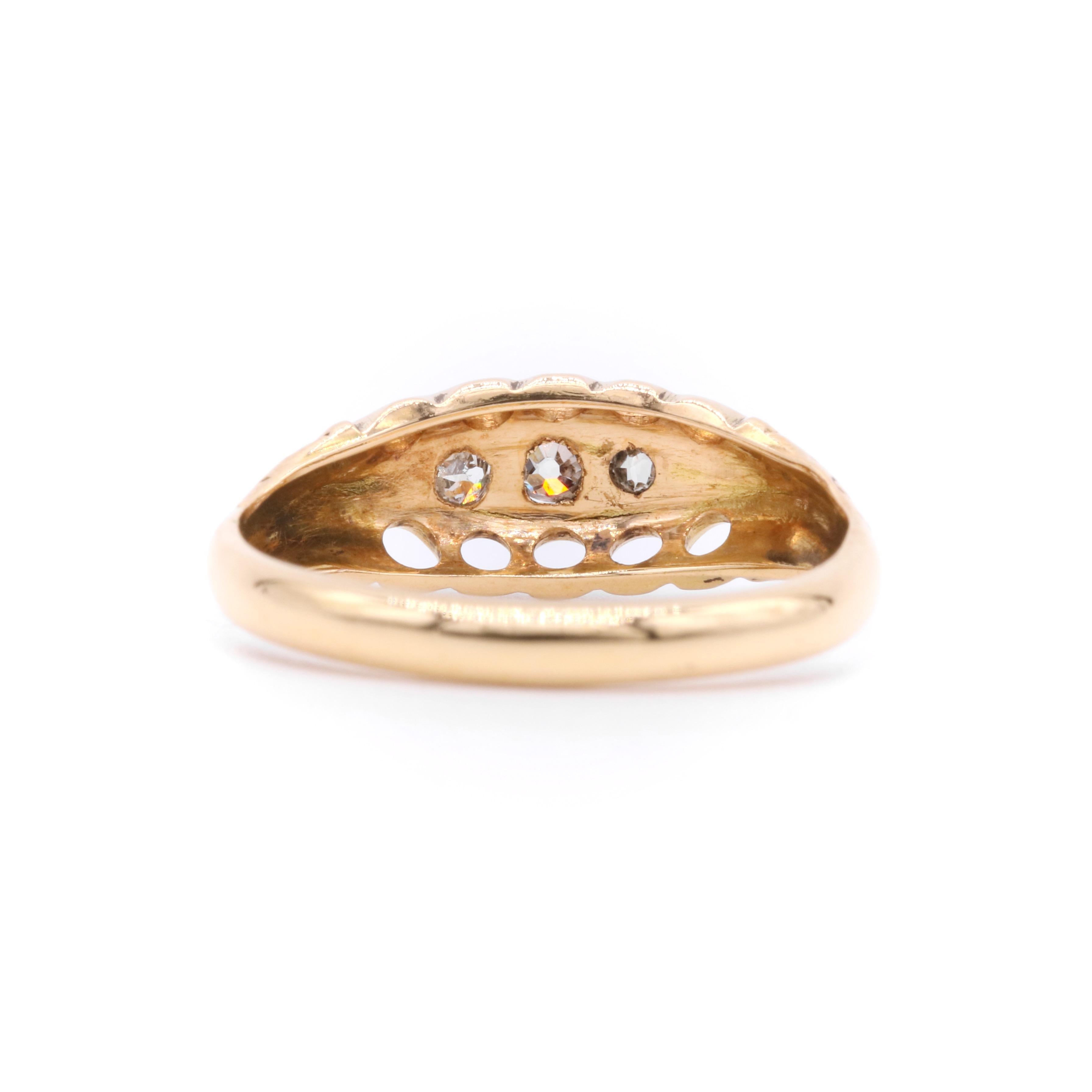 Antique 18K Yellow Gold Old Cut Diamond 5 Stone Ring For Sale 1