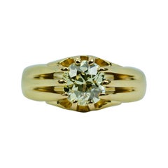 Antique 18k Yellow Gold Old Mine Cut 1.2 Carat Solitaire Engagement Ring