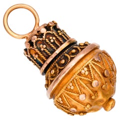 Antique 18k Yellow Gold Ornate Ball Charm