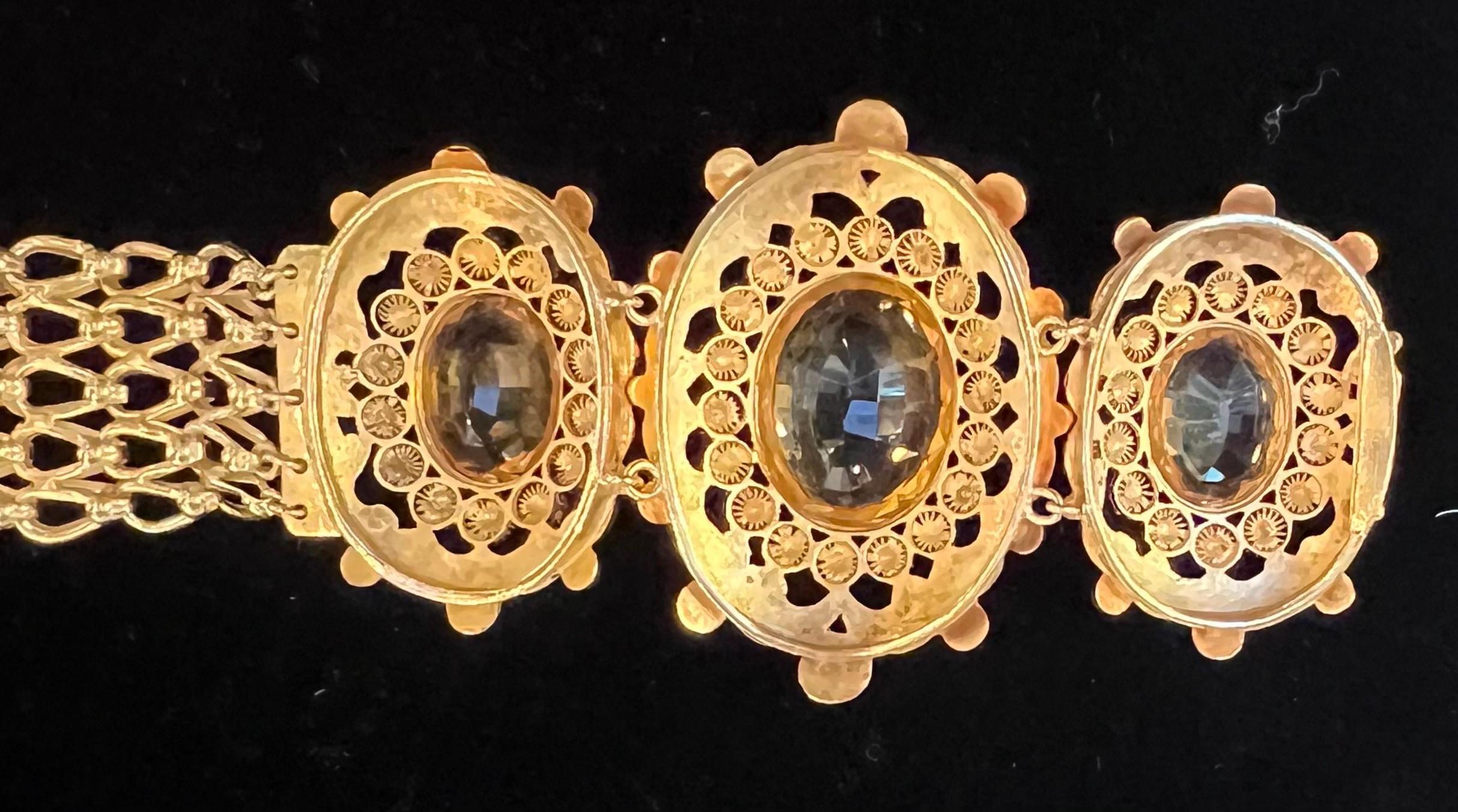 Antique 18k Yellow Gold & Oval Faceted Citrine Bracelet For Sale 5
