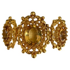 Antique 18k Yellow Gold & Oval Faceted Citrine Bracelet