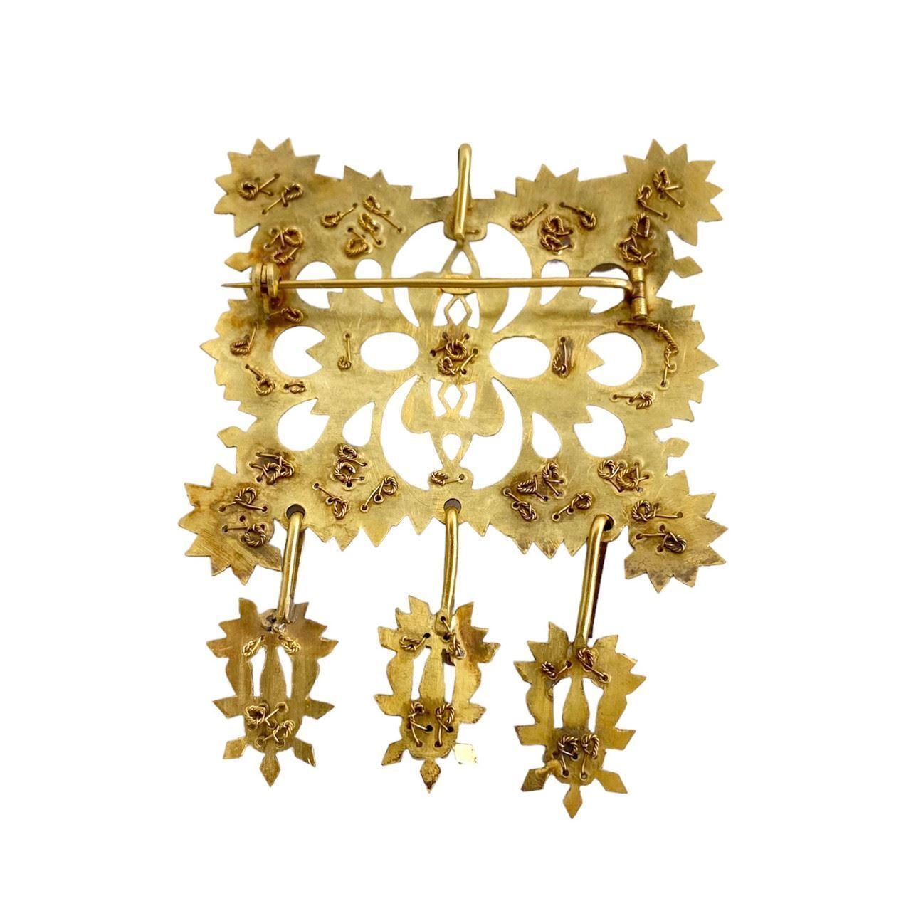 Broche et pendentif ancien en or jaune 18 carats avec perle  Excellent état - En vente à Los Angeles, CA