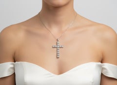 Antique 18K Yellow Gold & Platinum Cross Pendant with 1.70 CTW in Diamond
