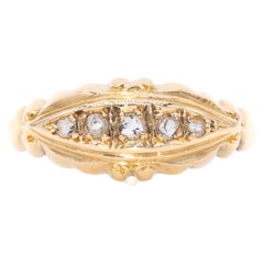Antique 18K Yellow Gold Rose Cut Diamond 5 Stone Ring