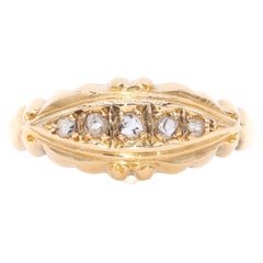 Antique 18K Yellow Gold Rose Cut Diamond 5 Stone Ring