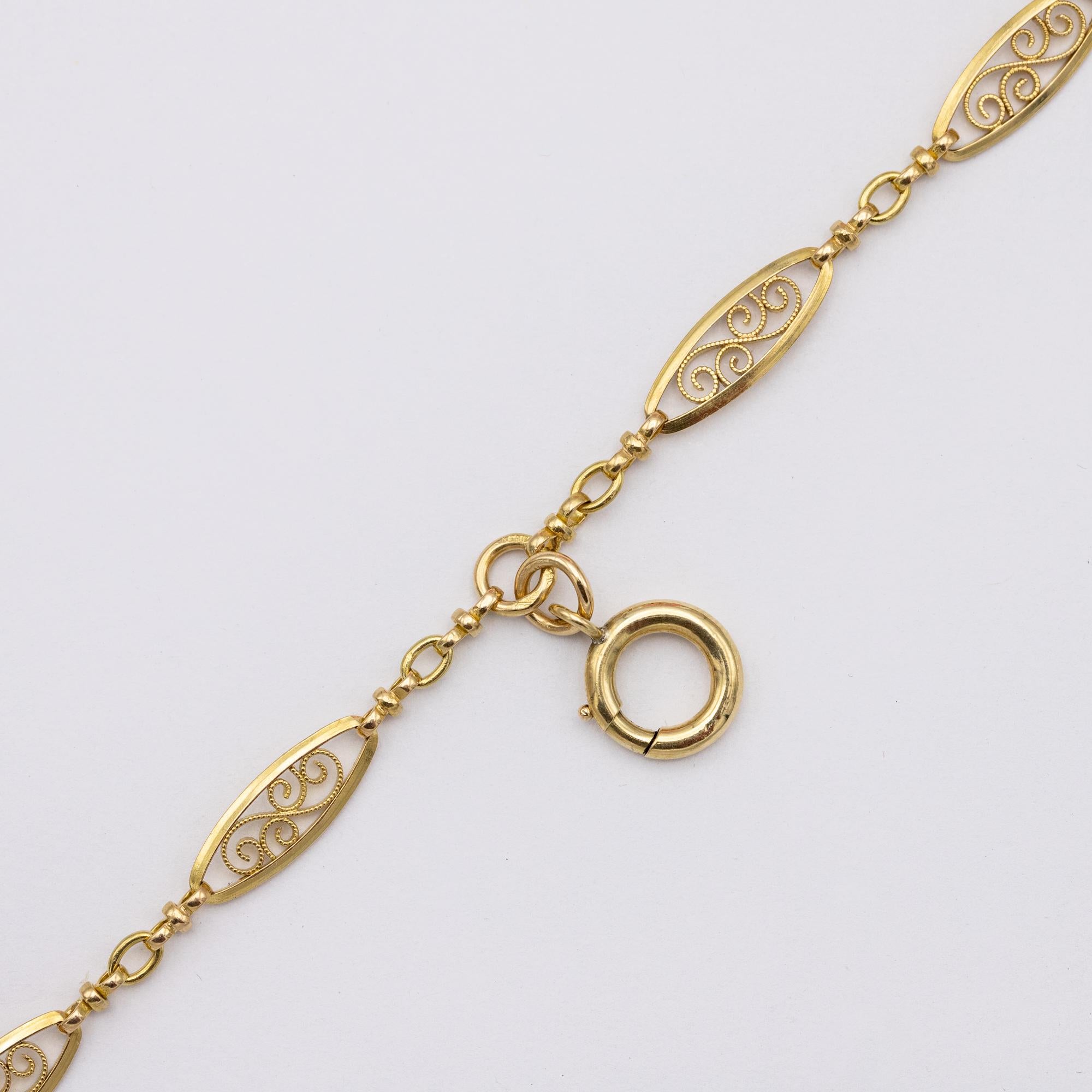 Antique 18k gold Sautoir necklace, 155cm long guard, Victorian double rope chain 1