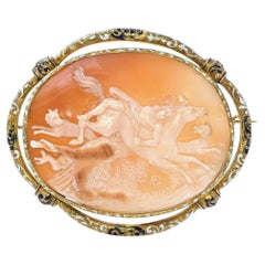 Spilla antica in oro giallo 18k con cammeo a conchiglia "Mazeppa Ivan Mazepa