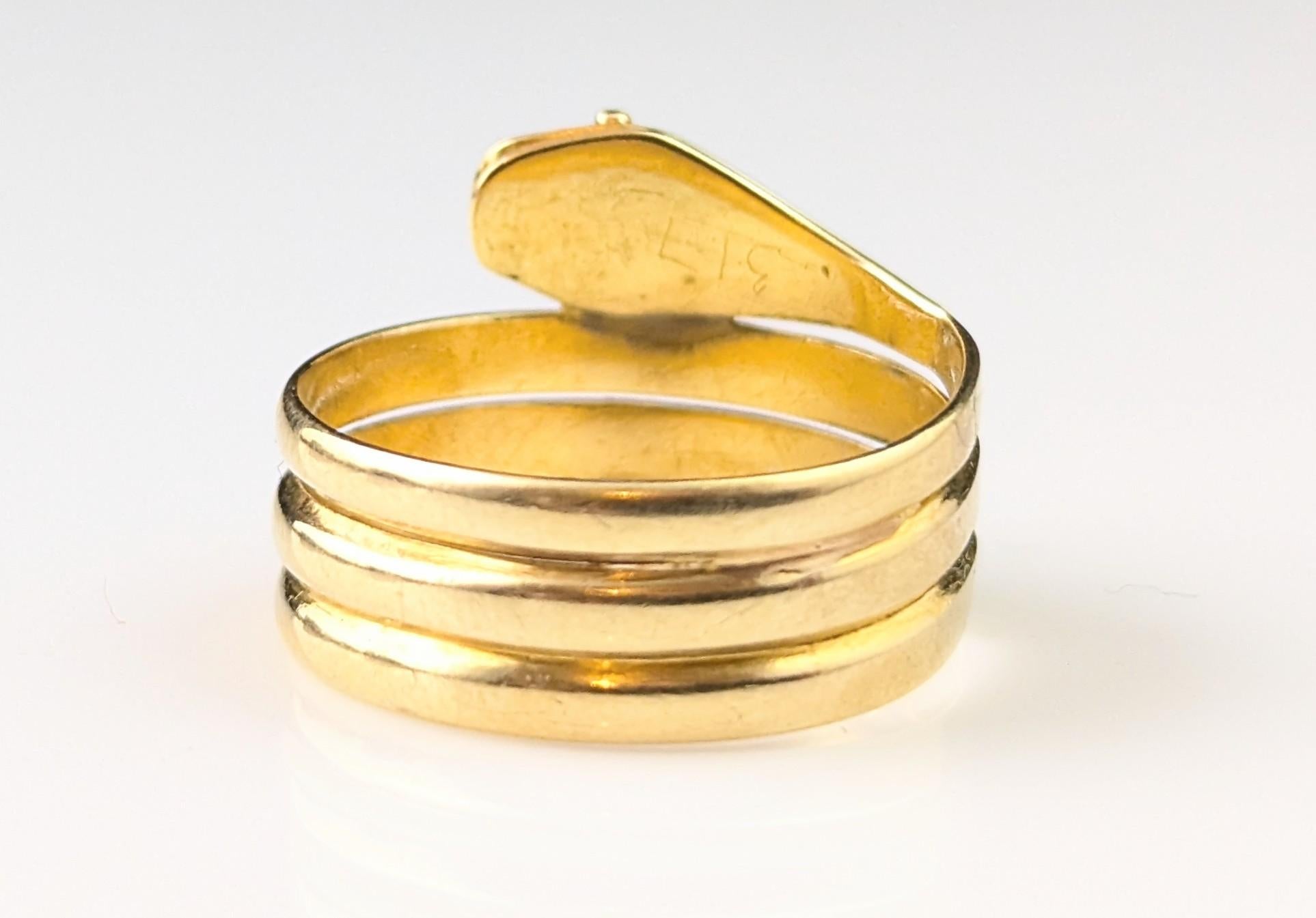 Antique 18k yellow gold snake ring, Victorian 6