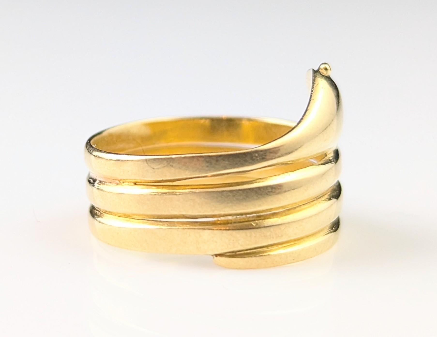 Antique 18k yellow gold snake ring, Victorian 7