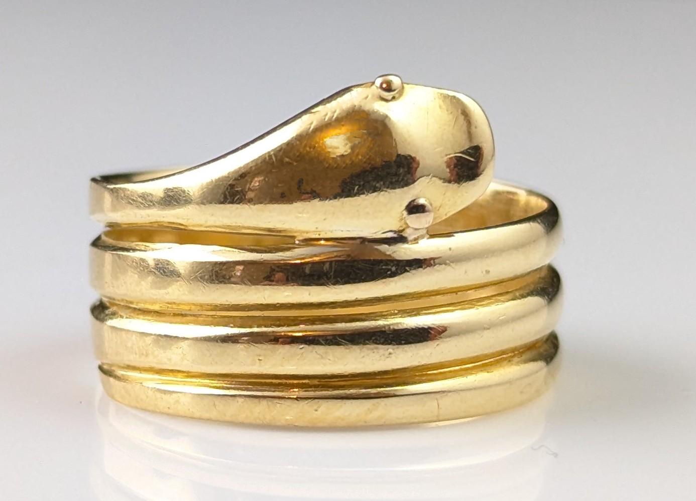 Antique 18k yellow gold snake ring, Victorian 8