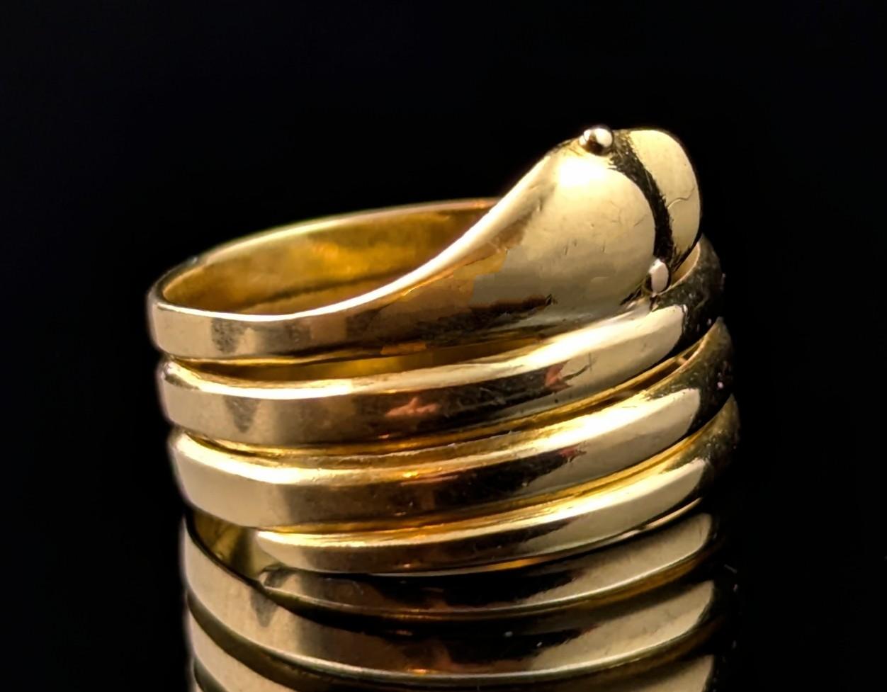 Women's or Men's Antique 18k yellow gold snake ring, Victorian
