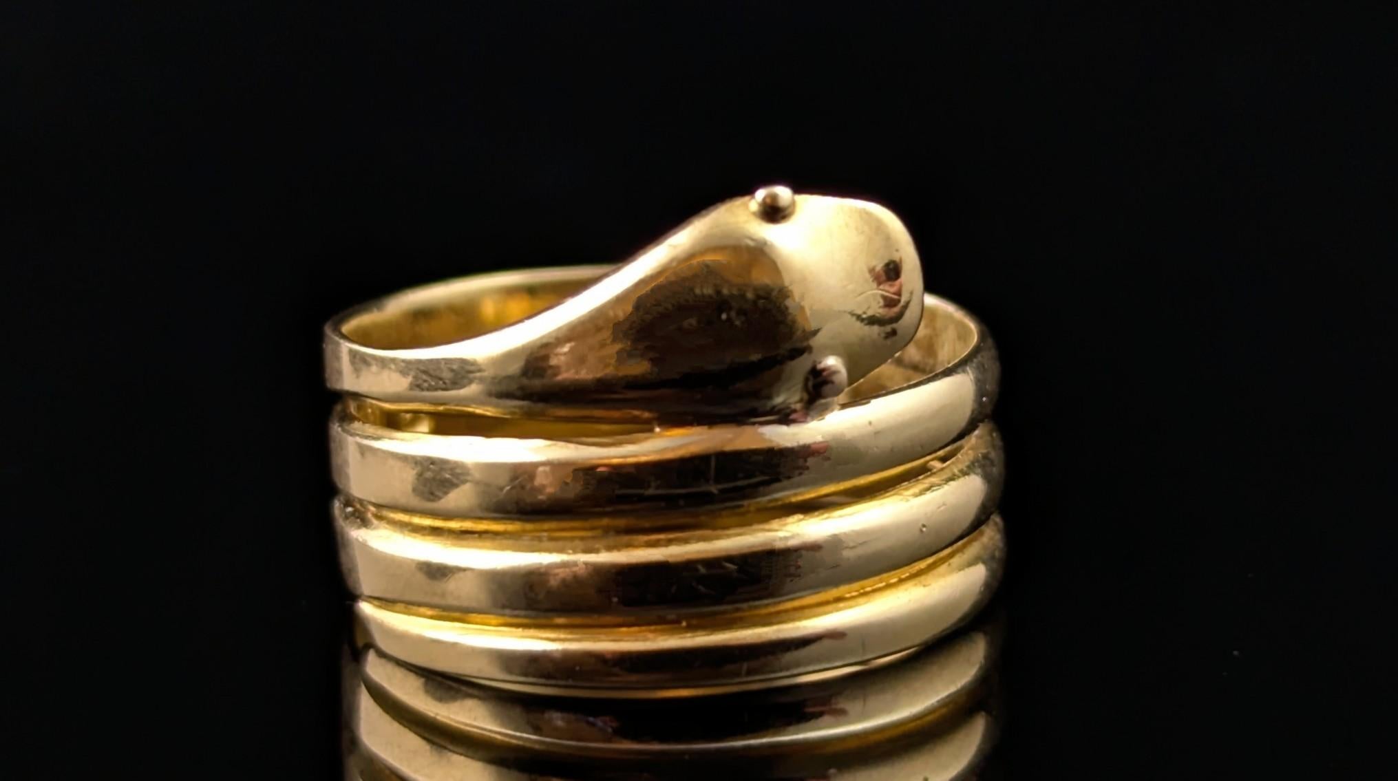 Antique 18k yellow gold snake ring, Victorian 1