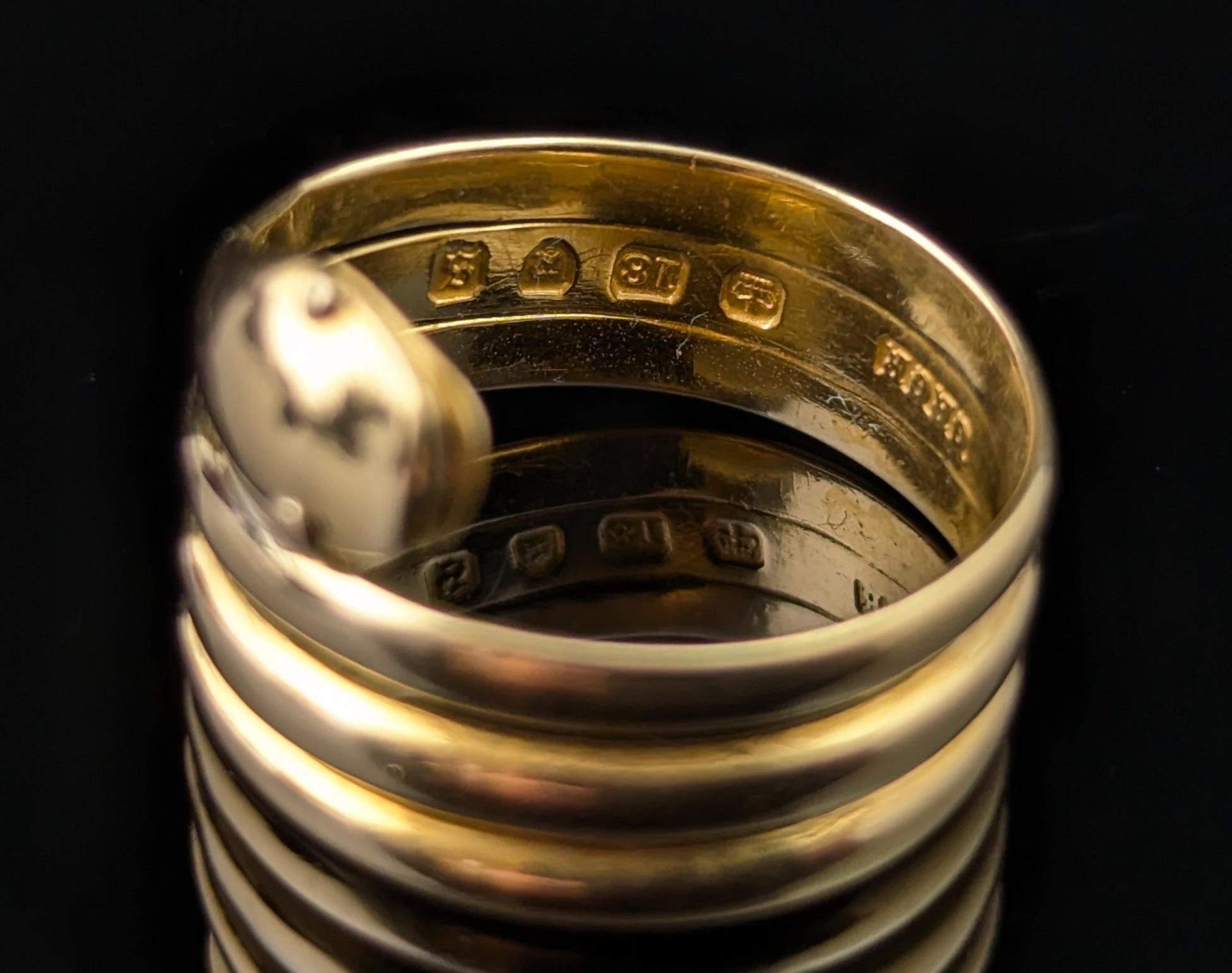 Antique 18k yellow gold snake ring, Victorian 2