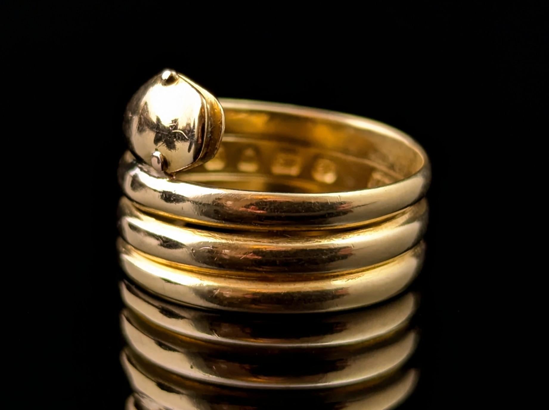 Antique 18k yellow gold snake ring, Victorian 3
