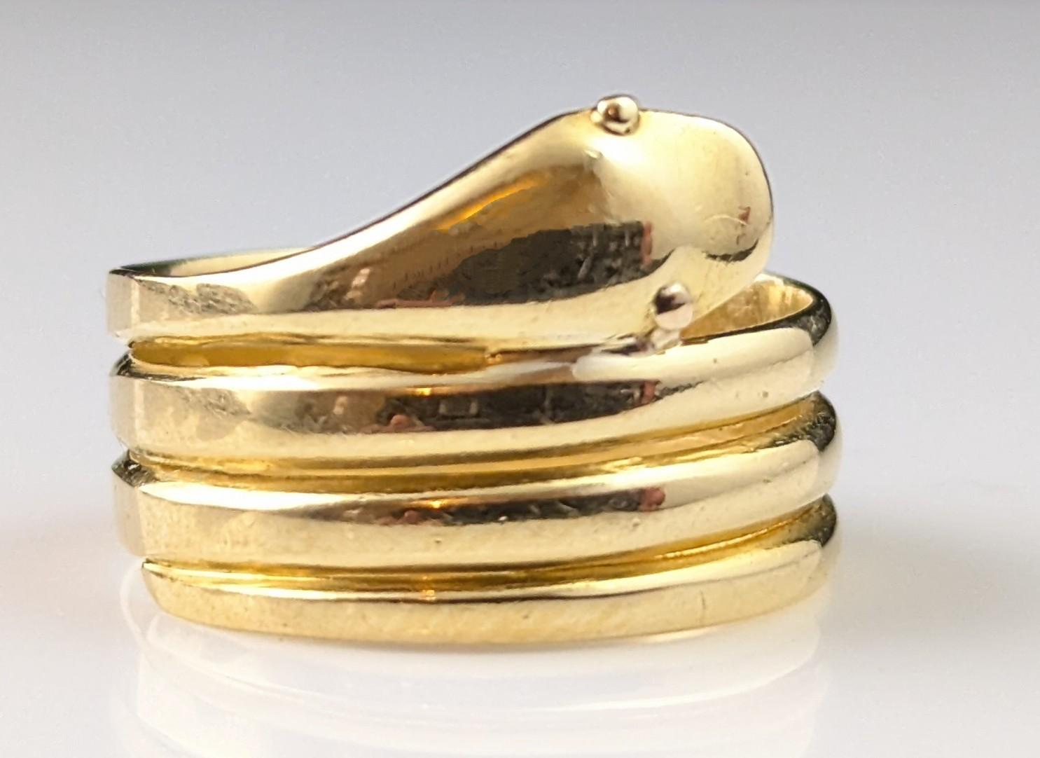 Antique 18k yellow gold snake ring, Victorian 4