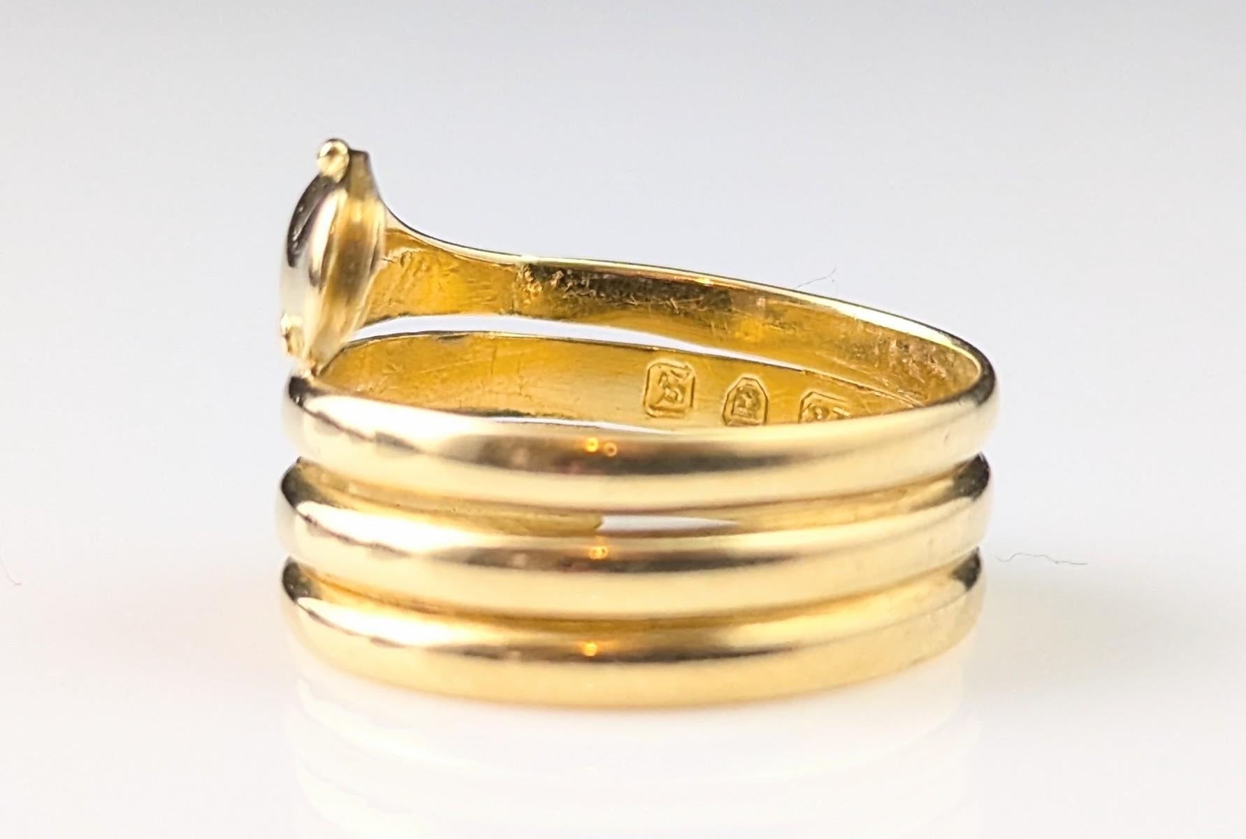 Antique 18k yellow gold snake ring, Victorian 5
